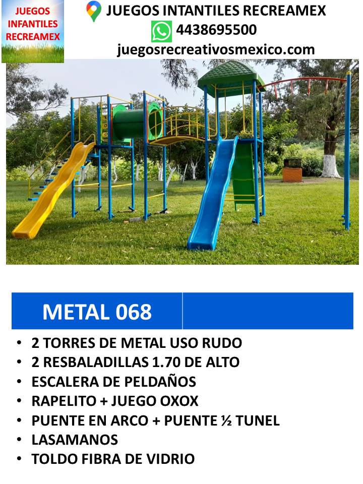 modulo de metal con resbaladilla, escalera de peldaños, juego xoxo